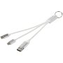 Metal 4-i-1 ladekabel med nøkkelring av resirkulert aluminium Sølv