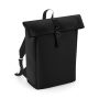 Matte PU Roll-Top Backpack Svart