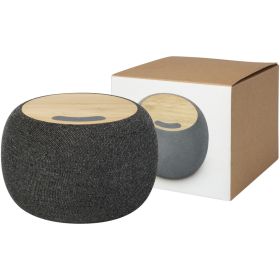 Ecofiber bambus/RPET Bluetooth® høyttaler og trådløs ladematte Grå