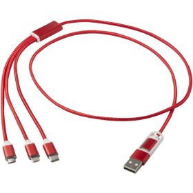 Versatile 5-i-1 ladekabel av resirkulert aluminium Rød