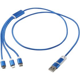 Versatile 5-i-1 ladekabel av resirkulert aluminium Blå