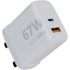 Xtorm XEC067G GaN² Ultra 67 W-vegglader – støpsel for Storbritannia Hvit