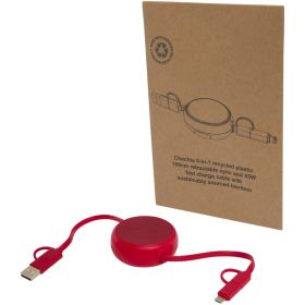 Alasia 5-i-1 uttrekkbar kabel 100 cm for 45 W hurtiglading og datasynkronisering, av resirkulert plast og aluminium Rød