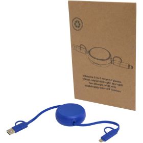 Alasia 5-i-1 uttrekkbar kabel 100 cm for 45 W hurtiglading og datasynkronisering, av resirkulert plast og aluminium Kongeblå