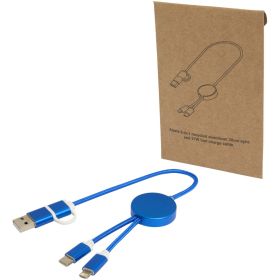 Alasia 5-i-1 kabel 30 cm for datasynkronisering og 27 W hurtiglading, av resirkulert aluminium og plast Kongeblå
