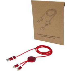Alasia 5-i-1 kabel 150 cm for datasynkronisering og 27 W hurtiglading, av resirkulert aluminium og plast Rød