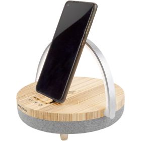 Prixton 4-i-1 10 W Bluetooth® høyttaler med LED lys og trådløs ladebase Brun