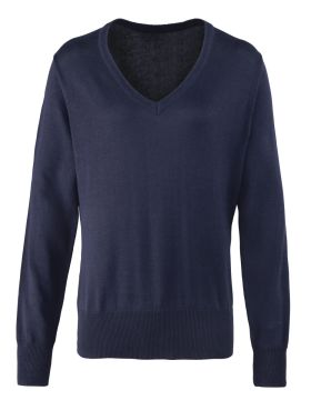 Ladies V-neck Jumper Marineblå